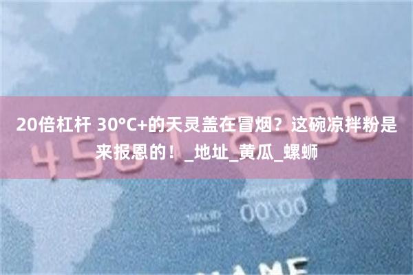 20倍杠杆 30°C+的天灵盖在冒烟？这碗凉拌粉是来报恩的！_地址_黄瓜_螺蛳